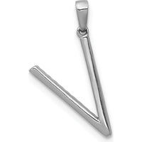 14K White Gold Diamond "V" Initial Pendant with 23 Round Diamonds - 0.004 Carat Total Diamond Weight by Oro Pregiato