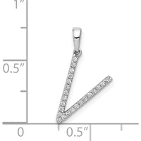 14K White Gold Diamond "V" Initial Pendant with 23 Round Diamonds - 0.004 Carat Total Diamond Weight by Oro Pregiato