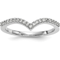 14K White Gold Diamond V Ring with 20 Round Diamonds - 0.17 Carat Total Diamond Weight by Oro Pregiato