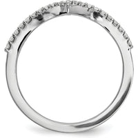 14K White Gold Diamond V Ring with 20 Round Diamonds - 0.17 Carat Total Diamond Weight by Oro Pregiato