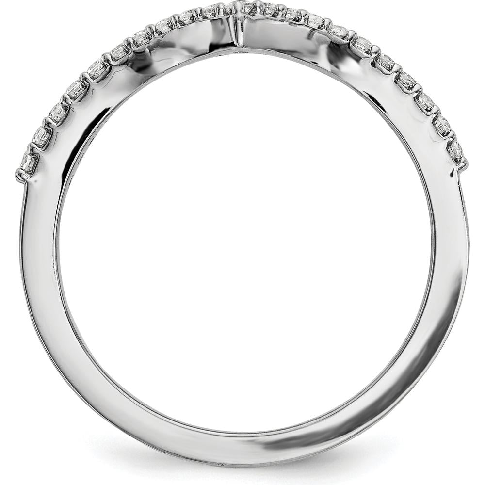 14K White Gold Diamond V Ring with 20 Round Diamonds - 0.17 Carat Total Diamond Weight by Oro Pregiato