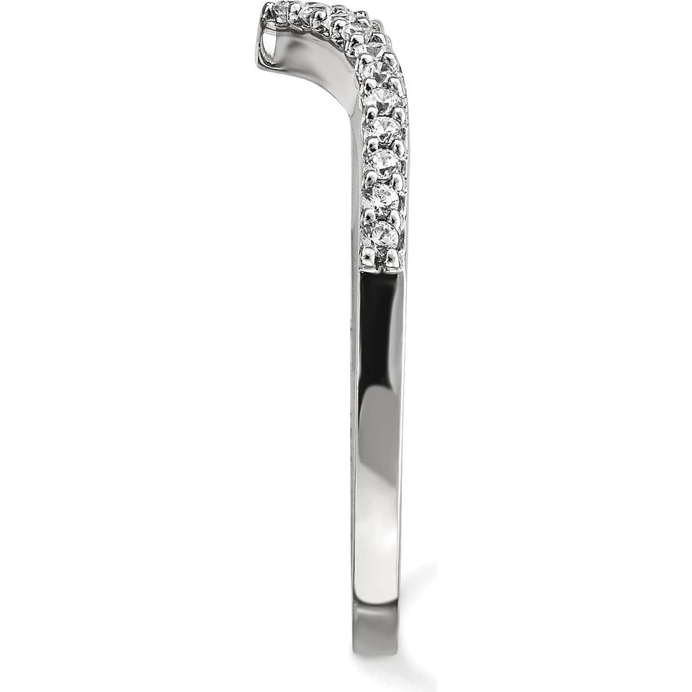 14K White Gold Diamond V Ring with 20 Round Diamonds - 0.17 Carat Total Diamond Weight by Oro Pregiato