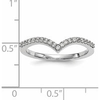 14K White Gold Diamond V Ring with 20 Round Diamonds - 0.17 Carat Total Diamond Weight by Oro Pregiato