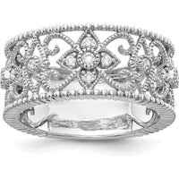 14K White Gold Diamond Vintage Band with Round Diamonds - 0.07 Carat Total Diamond Weight by 0
