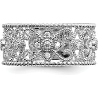 14K White Gold Diamond Vintage Band with Round Diamonds - 0.07 Carat Total Diamond Weight by 0