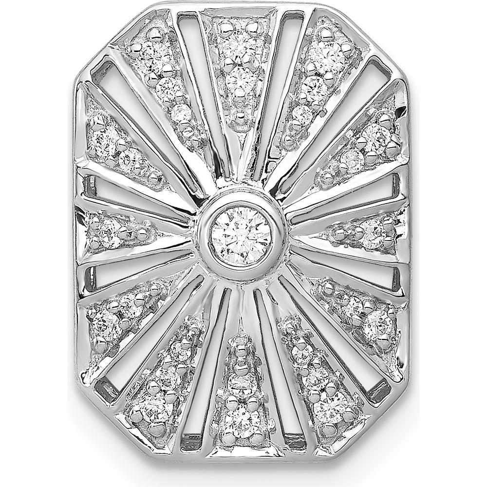 14K White Gold Diamond Vintage Chain Slide Pendant with Round Diamonds - 1/5 Carat Total Diamond Weight by Monteluci Fine Jewelry