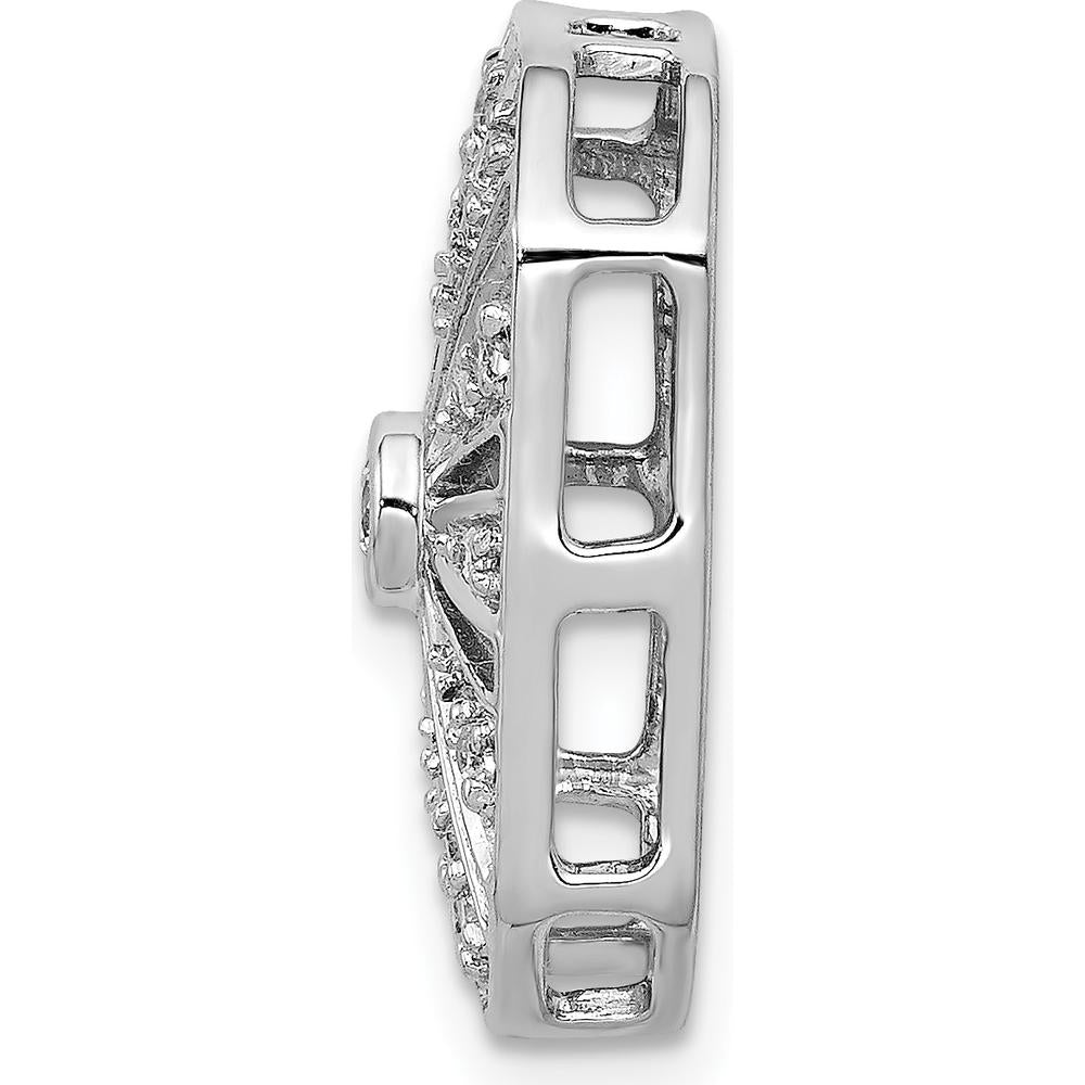 14K White Gold Diamond Vintage Chain Slide Pendant with Round Diamonds - 1/5 Carat Total Diamond Weight by Monteluci Fine Jewelry