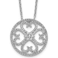 14K White Gold Diamond Vintage Hearts Pendant Necklace - 1/2 Carat Total Diamond Weight by Monteluci Fine Jewelry