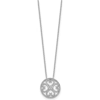 14K White Gold Diamond Vintage Hearts Pendant Necklace - 1/2 Carat Total Diamond Weight by Monteluci Fine Jewelry