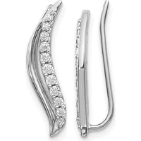 14K White Gold Diamond Wave Ear Climber Earrings - 0.058 Carats Total Diamond Weight by Monteluci Fine Jewelry