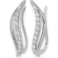 14K White Gold Diamond Wave Ear Climber Earrings - 0.058 Carats Total Diamond Weight by Monteluci Fine Jewelry