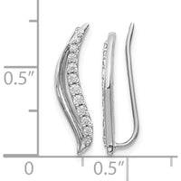 14K White Gold Diamond Wave Ear Climber Earrings - 0.058 Carats Total Diamond Weight by Monteluci Fine Jewelry