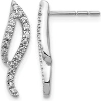 14K White Gold Diamond Wave Post Earrings - 0.028 Carat Total Diamond Weight by Monteluci Fine Jewelry