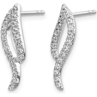 14K White Gold Diamond Wave Post Earrings - 0.028 Carat Total Diamond Weight by Monteluci Fine Jewelry