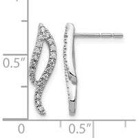 14K White Gold Diamond Wave Post Earrings - 0.028 Carat Total Diamond Weight by Monteluci Fine Jewelry