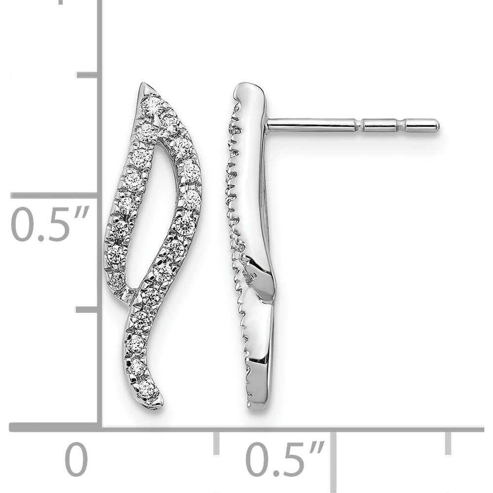 14K White Gold Diamond Wave Post Earrings - 0.028 Carat Total Diamond Weight by Monteluci Fine Jewelry