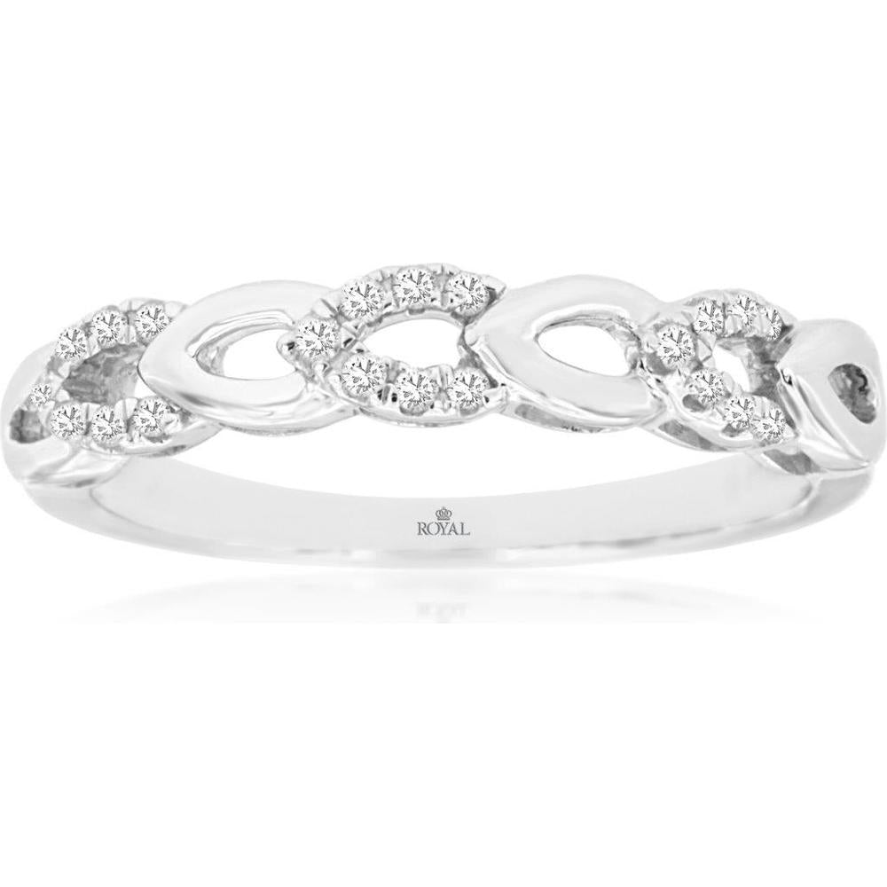 14K White Gold Diamond Wedding Band - 0.10 Carats Total Diamond Weight