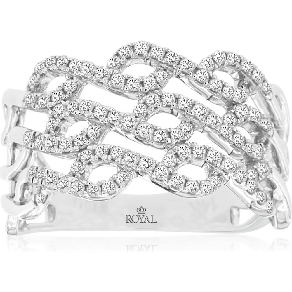 14K White Gold Diamond Wedding Band - 0.42 Carats Total Diamond Weight