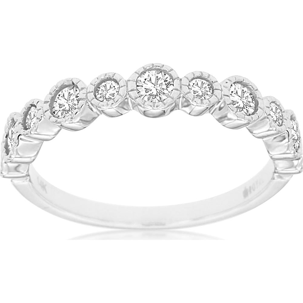 14K White Gold Diamond Wedding Band - 0.52 Carats Total Diamond Weight