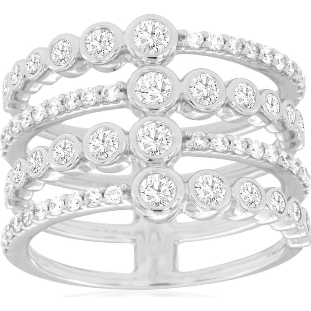 14K White Gold Diamond Wedding Band - 1.07 Carats Total Diamond Weight