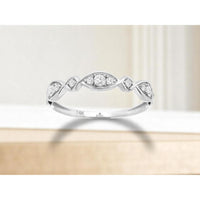 14K White Gold Diamond Wedding Band with 5 Prong Set Diamonds - 0.20 Carats Total Diamond Weight