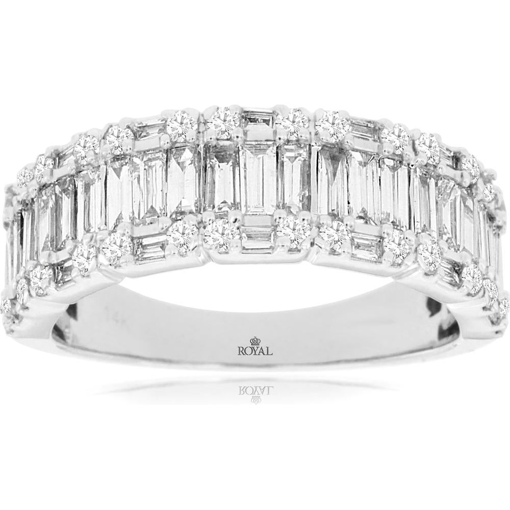 14K White Gold Diamond Wedding Band with Channel-Set Diamonds - 1.30 Carats Total Diamond Weight