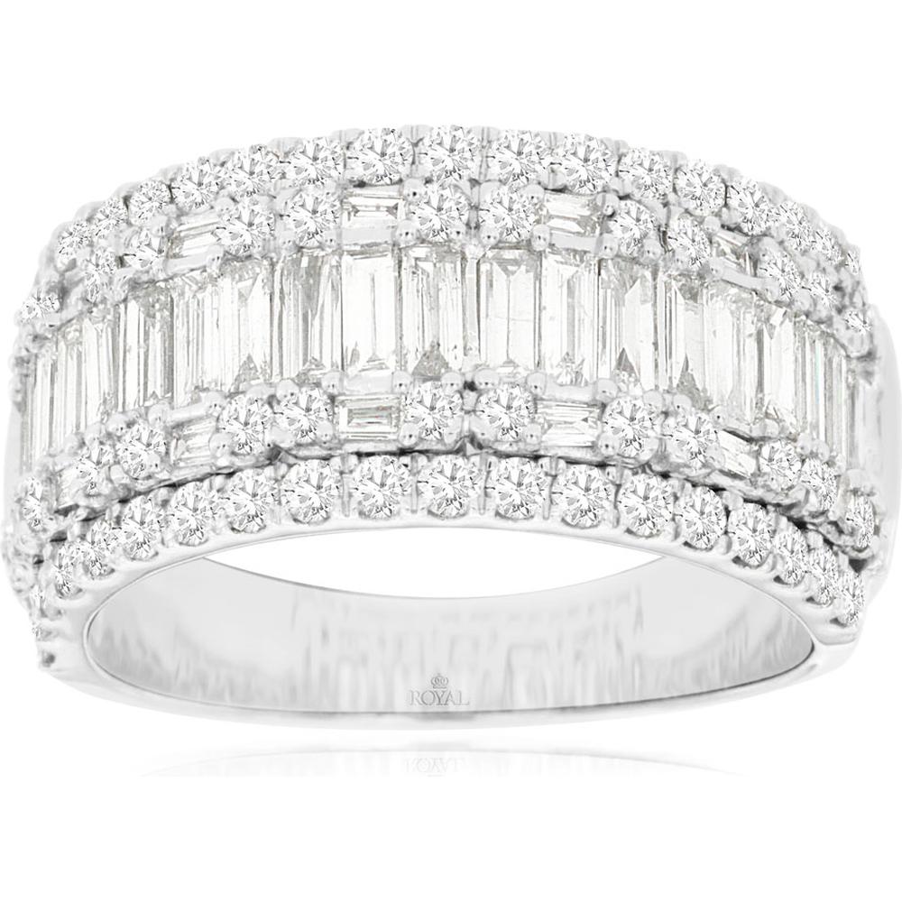 14K White Gold Diamond Wedding Band with Channel Set Diamonds - 1.75 Carats Total Diamond Weight