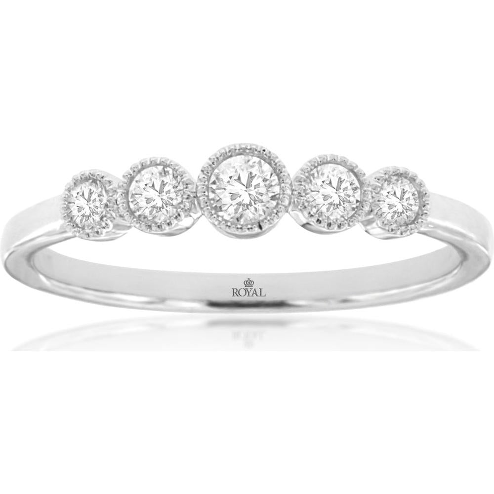 14K White Gold Diamond Wedding Band with Milgrain Detail - 0.27 Carats Total Diamond Weight