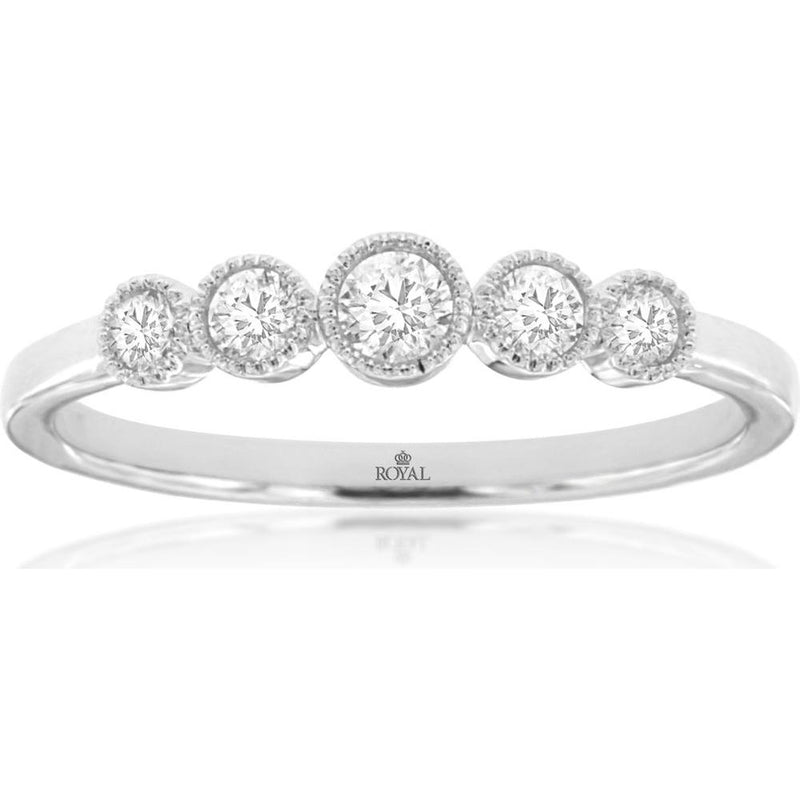 14K White Gold Diamond Wedding Band with Milgrain Detail - 0.27 Carats Total Diamond Weight