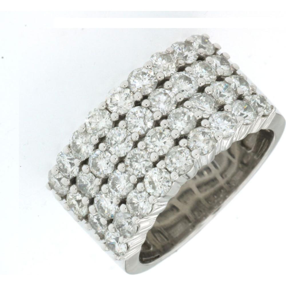 14K White Gold Diamond Wedding Band with Milgrain Detail - 3.00 Carats Total Diamond Weight