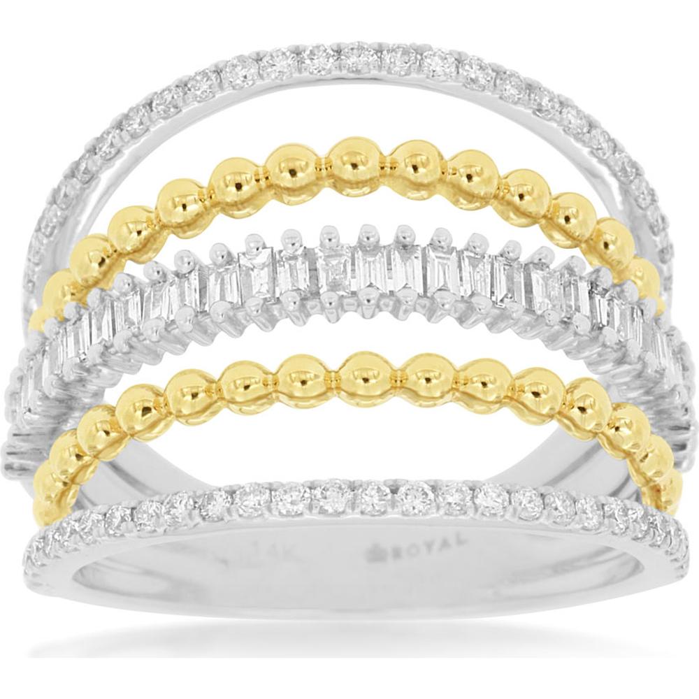 14K White Gold Diamond Wedding Band with Milgrain Detailing - 0.60 Carats Total Diamond Weight
