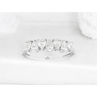 14K White Gold Diamond Wedding Band with Pear-Shaped Diamonds - 1.0 Carats Total Diamond Weight