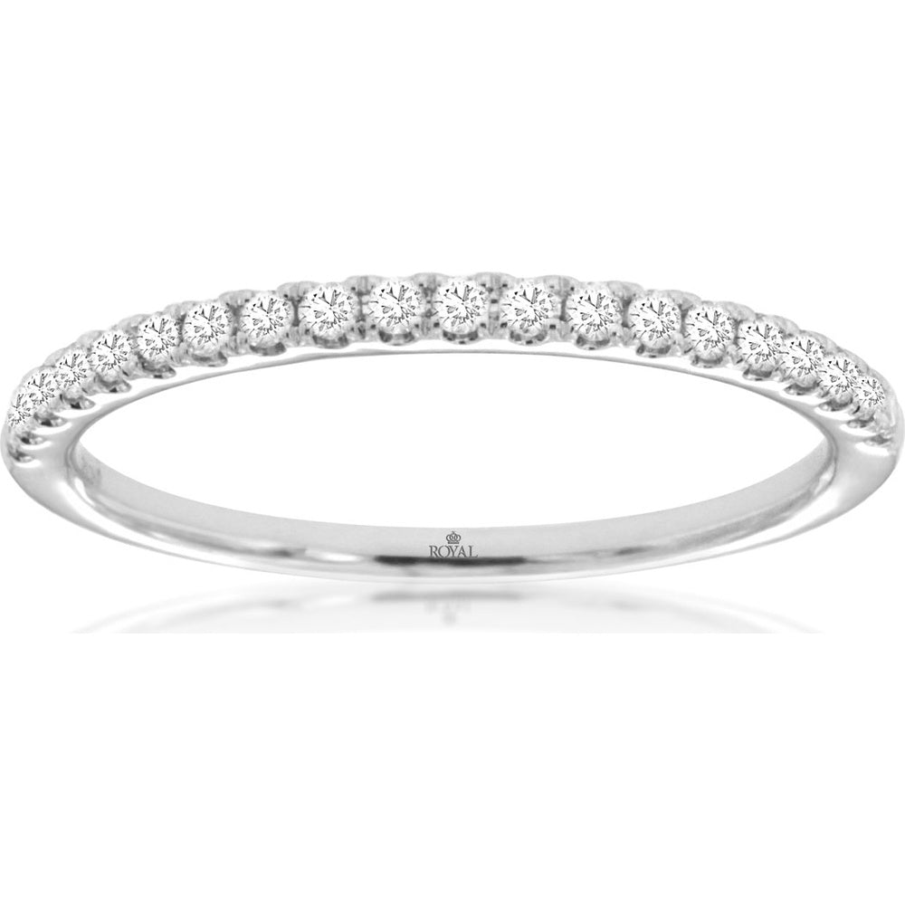 14K White Gold Diamond Wedding Band with Prong-Set Round Brilliant Diamonds - 0.20 Carat Total Diamond Weight - Royal Jewelry