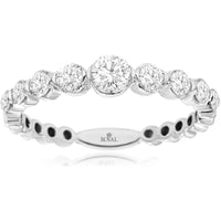 14K White Gold Diamond Wedding Band with Prong Set Round Diamonds - 0.73 Carats Total Diamond Weight