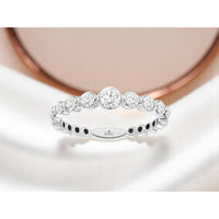 14K White Gold Diamond Wedding Band with Prong Set Round Diamonds - 0.73 Carats Total Diamond Weight