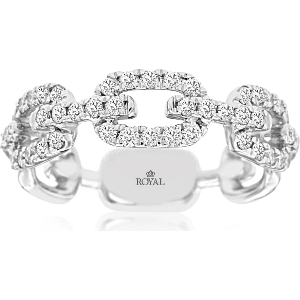 14K White Gold Diamond Wedding Band with Round Brilliant Cut Diamonds - 0.50 Carat Total Diamond Weight - Royal Jewelry