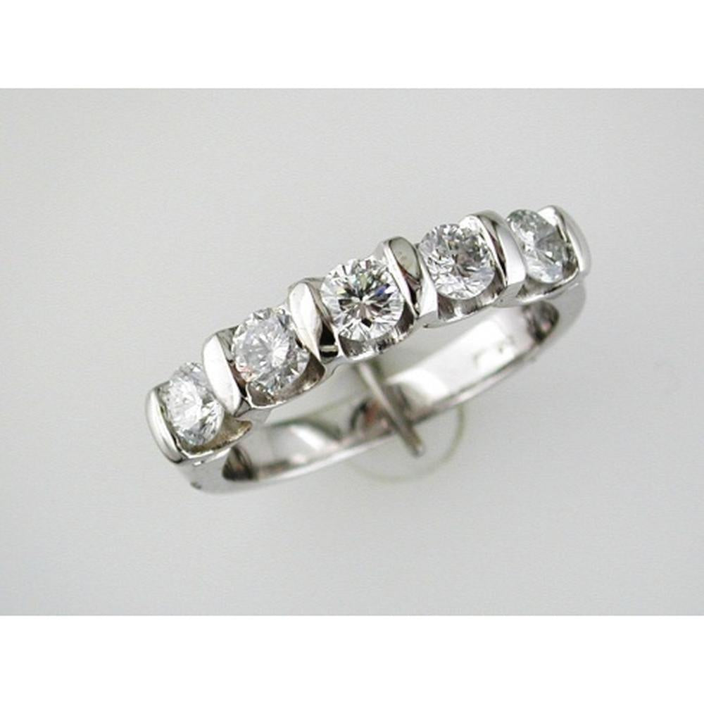 14K White Gold Diamond Wedding Band with Round Brilliant Diamonds - 1.00 Carats Total Diamond Weight