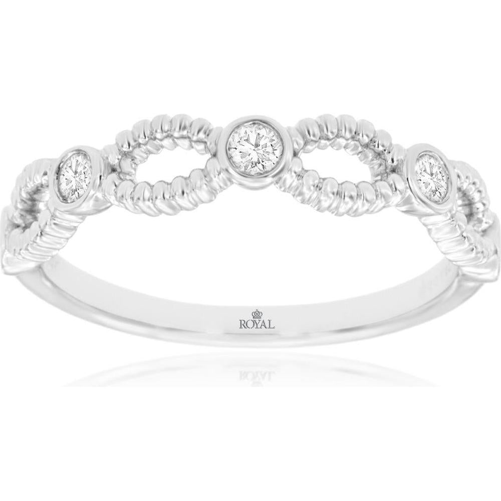 14K White Gold Diamond Wedding Band with Round Cut Diamonds - 0.20 Carats Total Diamond Weight