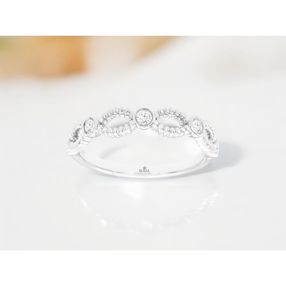 14K White Gold Diamond Wedding Band with Round Cut Diamonds - 0.20 Carats Total Diamond Weight
