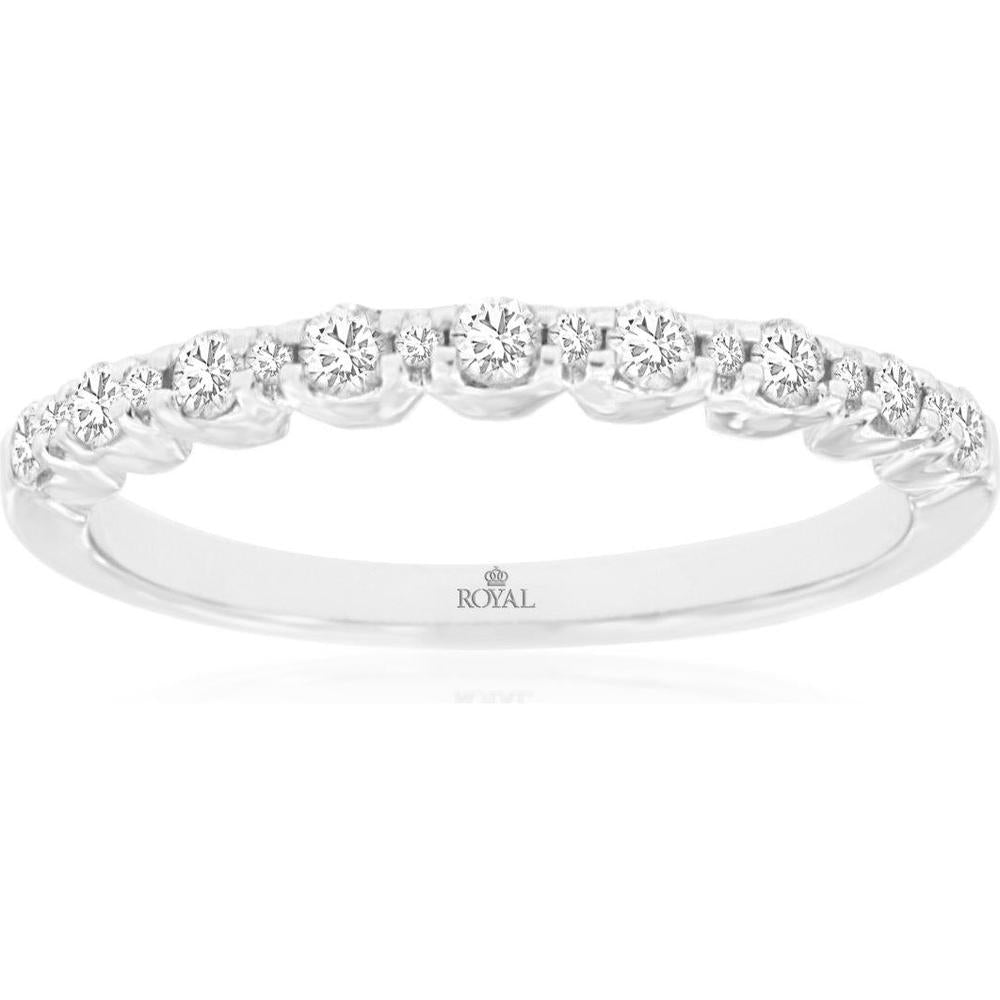 14K White Gold Diamond Wedding Band with Round Diamonds - 0.25 Carat Total Diamond Weight - Royal Jewelry