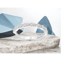 14K White Gold Diamond Wedding Band with Round Diamonds - 0.30 Carat Total Diamond Weight - Royal Jewelry