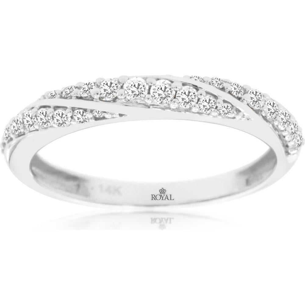 14K White Gold Diamond Wedding Band with Round Diamonds - 0.34 Carats Total Diamond Weight