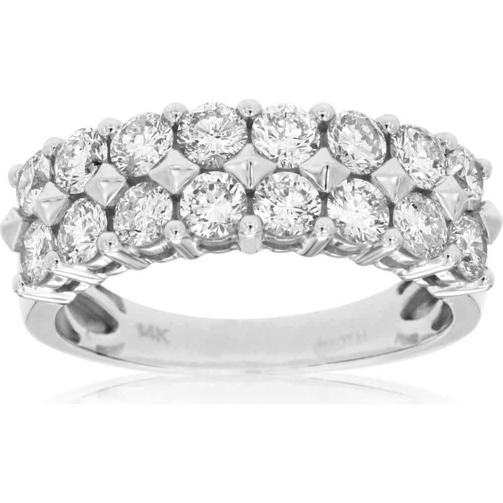 14K White Gold Diamond Wedding Band with Round Diamonds - 1.68 Carats Total Diamond Weight
