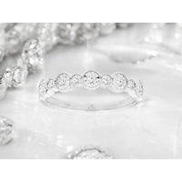 14K White Gold Diamond Wedding Band with Round Diamonds and Milgrain-Inspired Circle Stations - 0.25 Carat Total Diamond Weight - Royal Jewelry