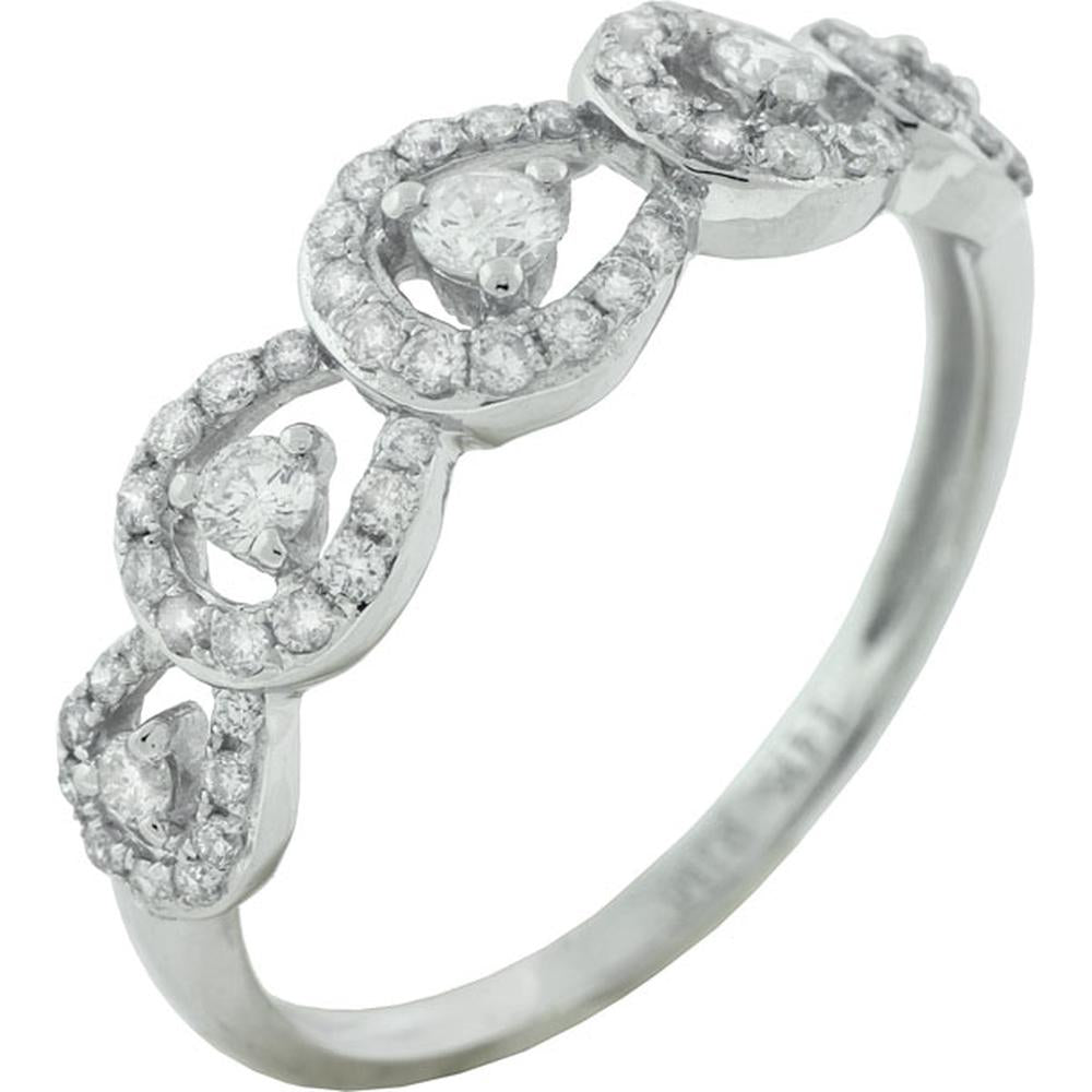 14K White Gold Diamond Wedding Ring with Bezel-Set Diamonds - 0.48 Carats Total Diamond Weight