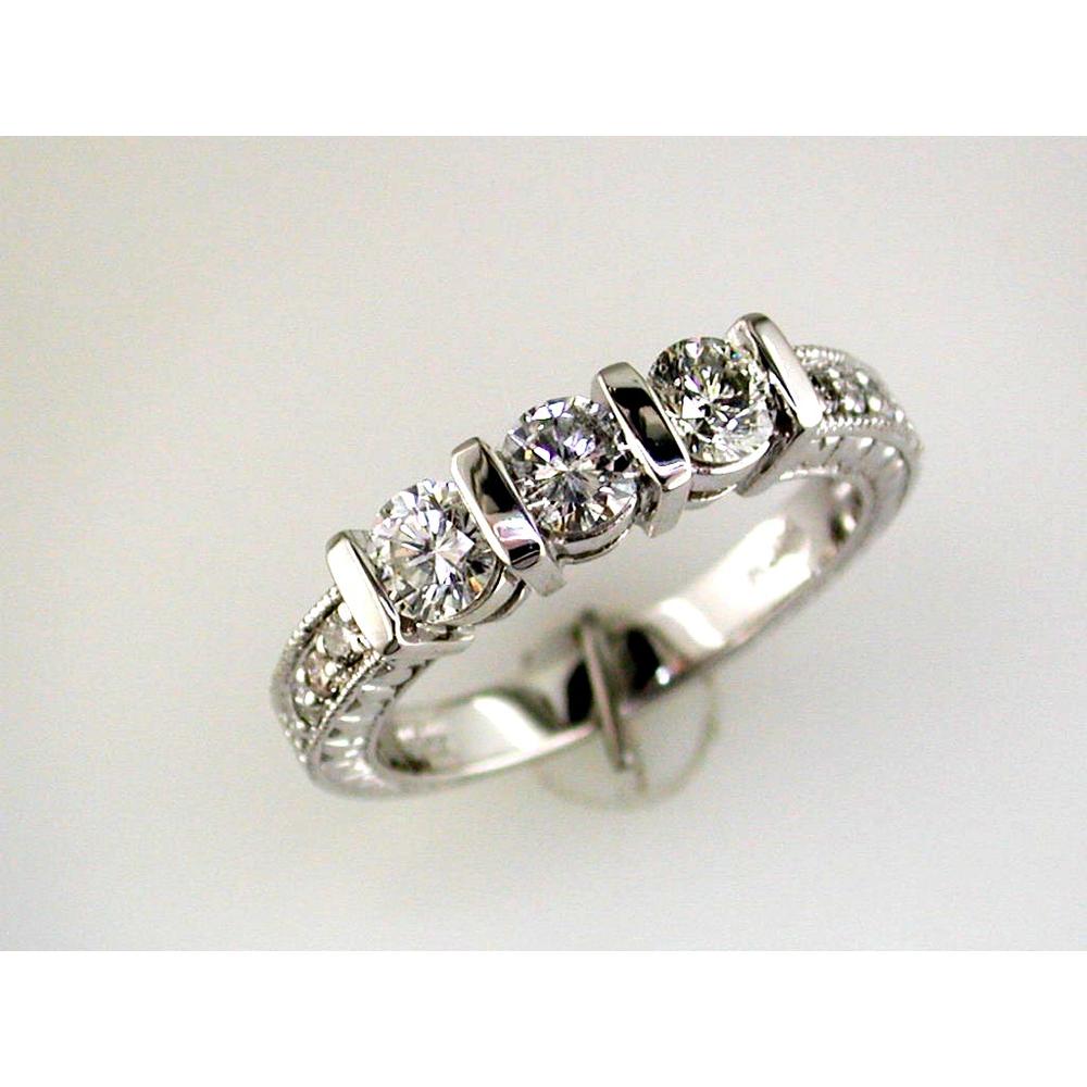 14K White Gold Diamond Wedding Ring with Round Diamonds - 1.00 Carats Total Diamond Weight