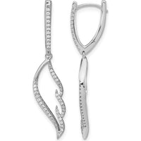 14K White Gold Diamond Wing Hinged Hoop Dangle Earrings - 0.014 Carat Total Diamond Weight by Monteluci Fine Jewelry