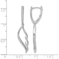 14K White Gold Diamond Wing Hinged Hoop Dangle Earrings - 0.014 Carat Total Diamond Weight by Monteluci Fine Jewelry