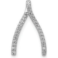 14K White Gold Diamond Wishbone Pendant Slide with 1/8 Carat of Round Diamonds - 0.13 Carat Total Diamond Weight by Monteluci Fine Jewelry