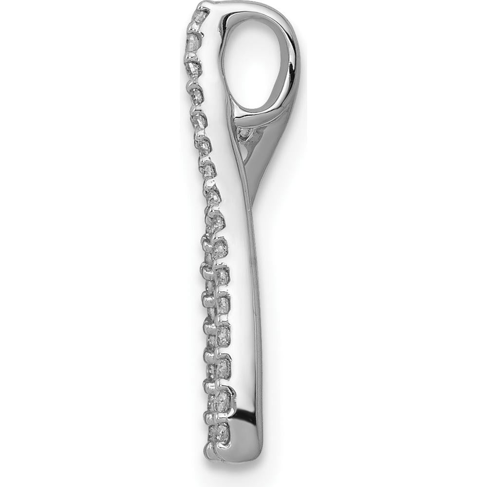 14K White Gold Diamond Wishbone Pendant Slide with 1/8 Carat of Round Diamonds - 0.13 Carat Total Diamond Weight by Monteluci Fine Jewelry